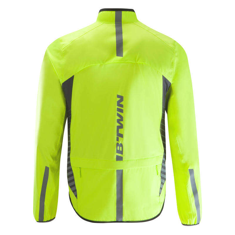500 Road Cycling Rain Jacket Neon Yellow Decathlon