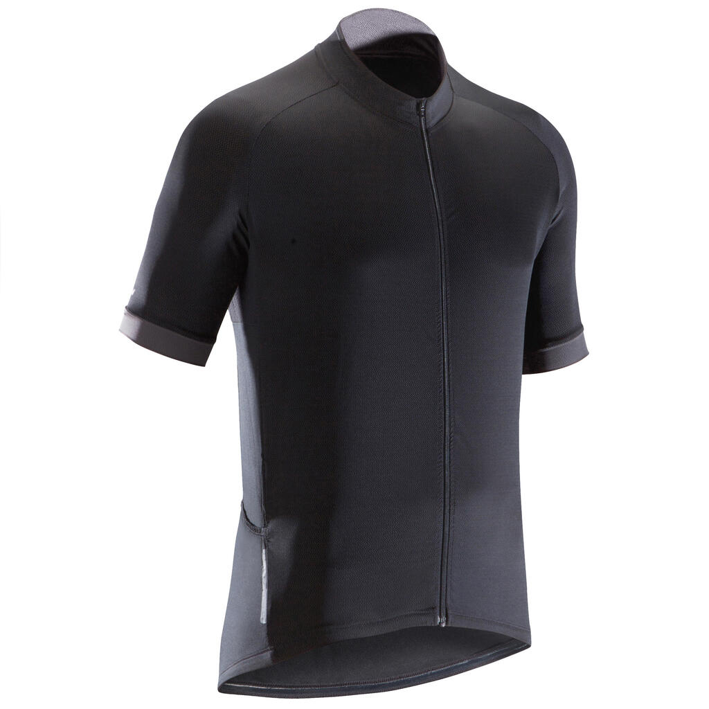 Kurzarm-Radtrikot Rennrad 500 Herren schwarz/grau