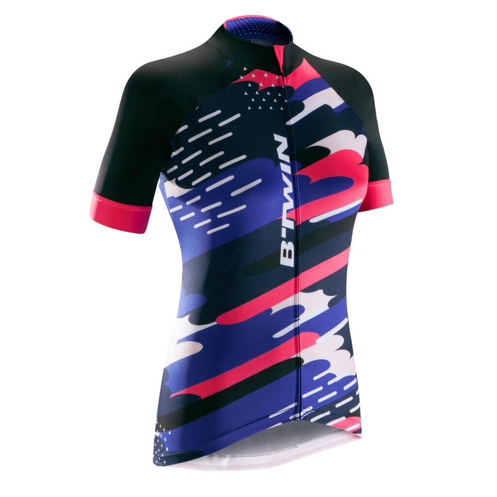 900 Women's Short-Sleeved Cycling Jersey - Blue Shaded Design