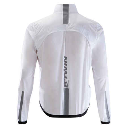 500 Ultralight Long-Sleeved Road Cycling Windproof Jacket - White