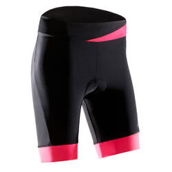 500 Women's Cycling Bibless Shorts - Hitam/Pink