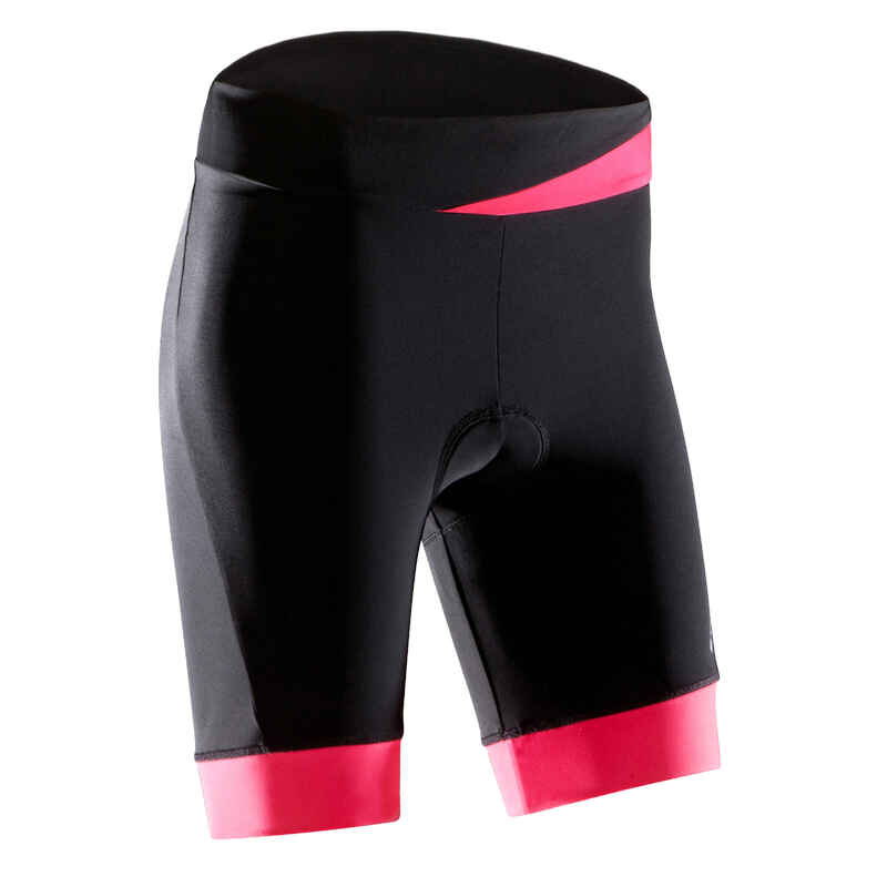 500 Women's Cycling Bibless Shorts - Black/Pink