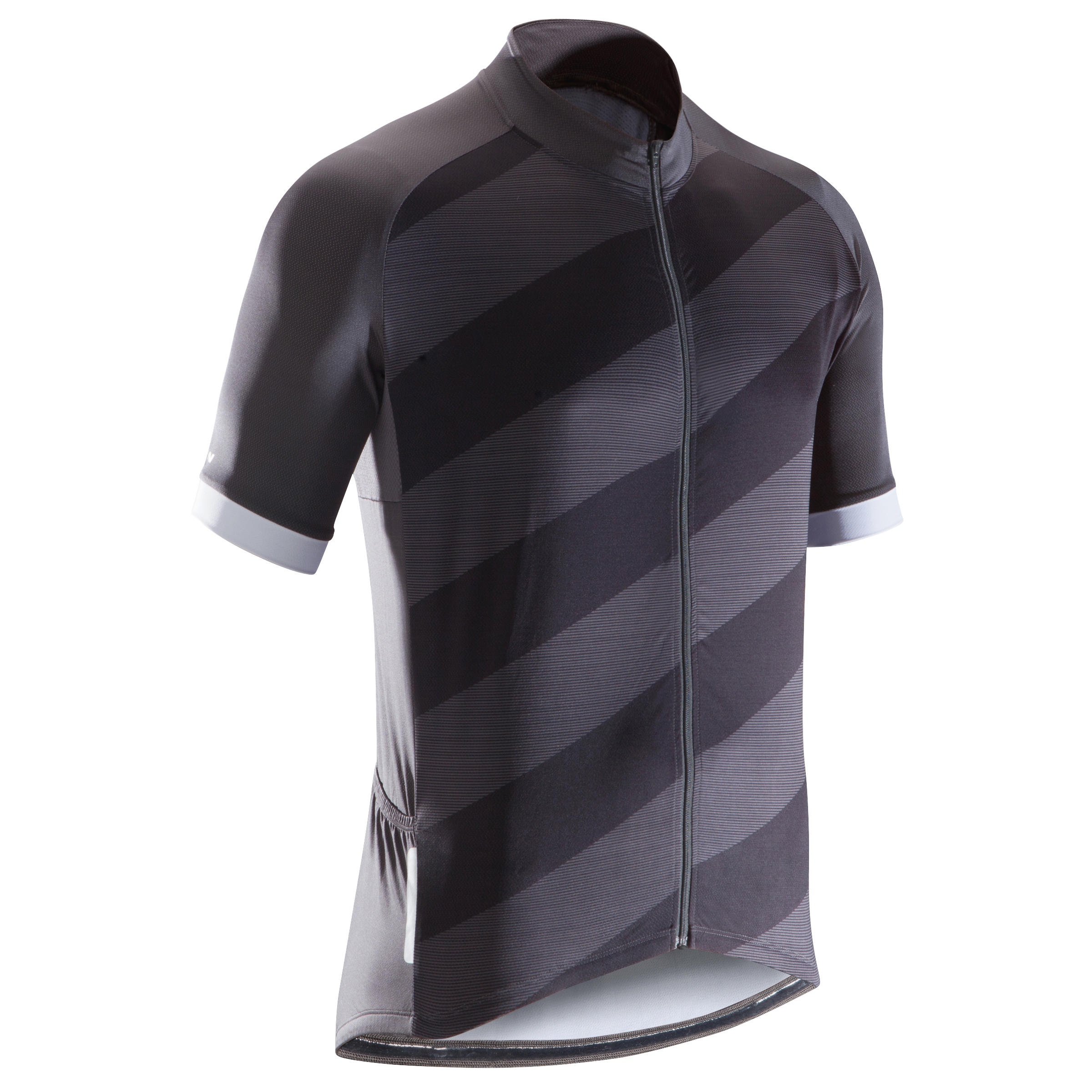 500 Short Sleeved Road Cycling Jersey Black Grey