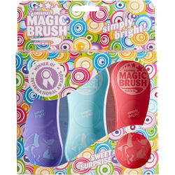 Brosses équitation MAGIC BRUSH lot de 3 brosses ciel, mauve, rose