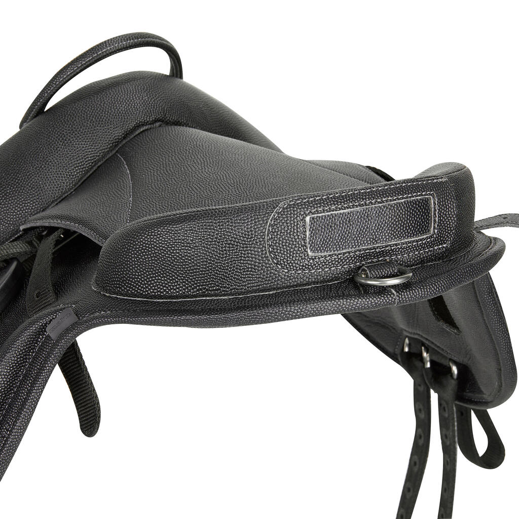 Selle équitation bardette synthétique Poney - 100 noire