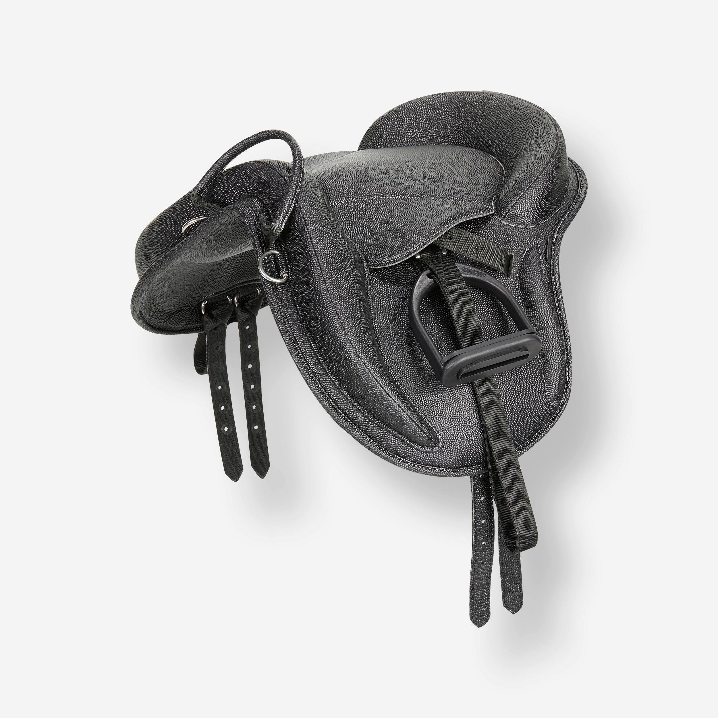 Synthetic Horse Riding Pony Saddle 100 - Black 1/4