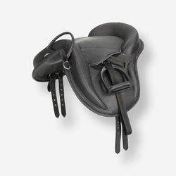 Selle équitation bardette synthétique Poney - 100 noire