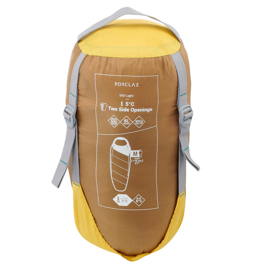 TREK500 5°light trekking sleeping bag - yellow