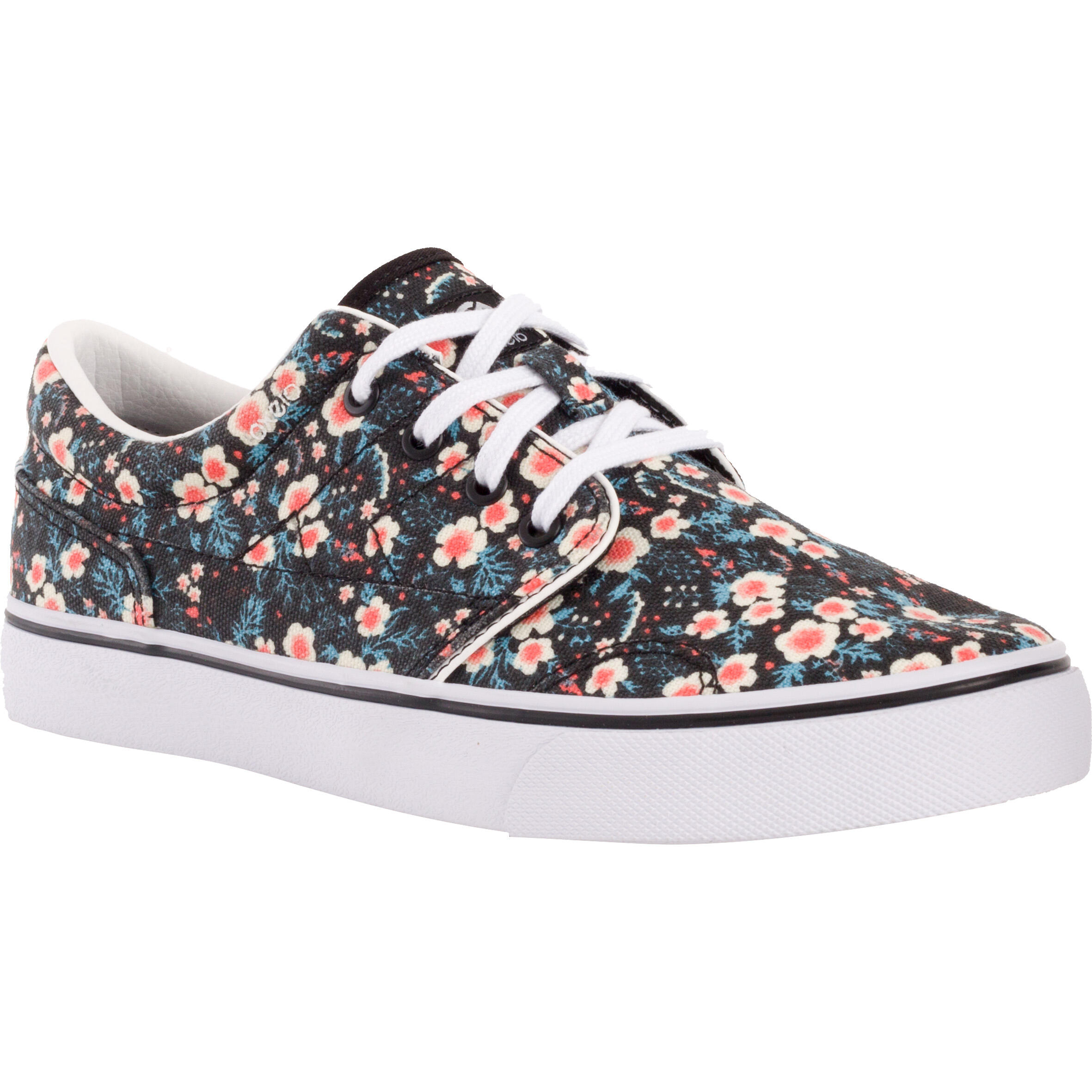 Oxelo Lage skateboard/longboardschoenen volwassenen Vulca 100 bloemen zwart