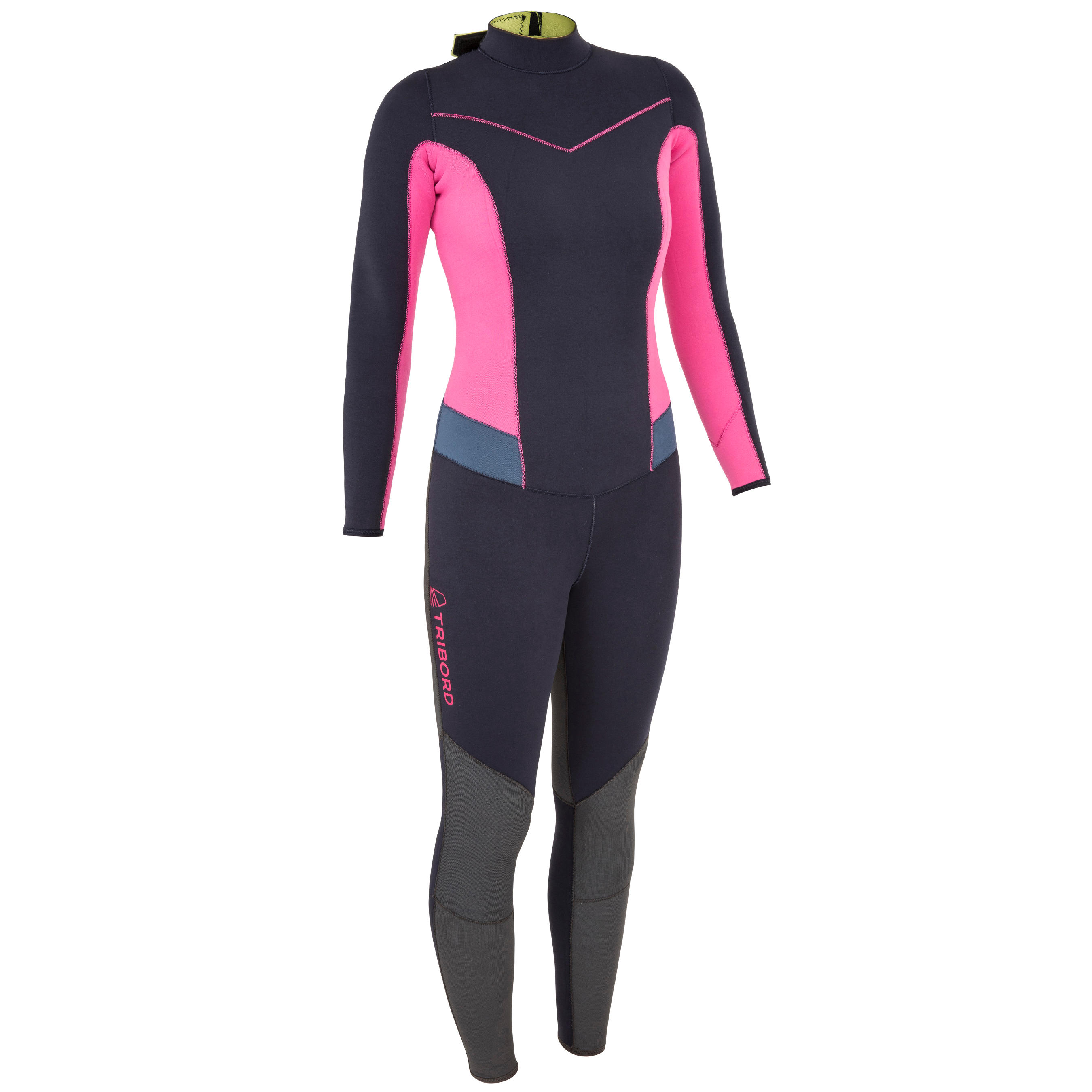 TRIBORD Dinghy 500 Women's Sailing GBS 3/2 mm Neoprene Wetsuit - Dark Blue/Pink