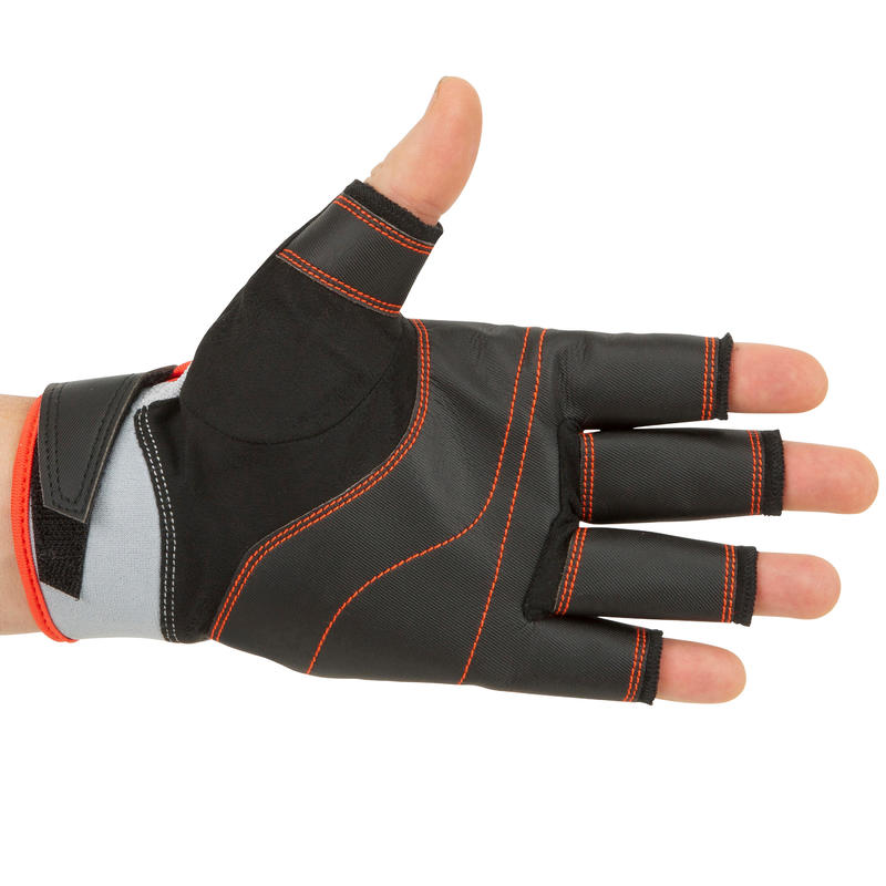 Adult sailing fingerless gloves SAILING 500 Black / Grey Decathlon