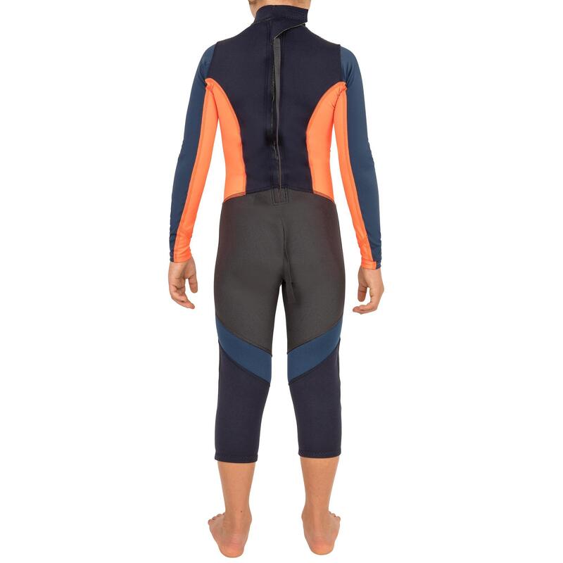 Uv-werende neopreen wetsuit 1mm zeilen Dinghy 500 blauw/oranje