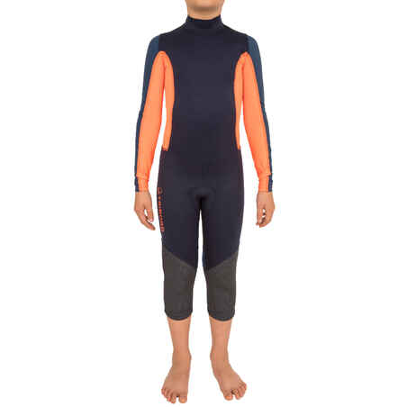 Neoprenanzug Dinghy 500 UV-Schutz Neopren 1 mm Kinder dunkelblau/orange