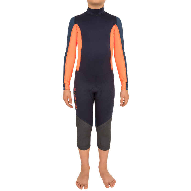 Neoprenanzug Dinghy 500 UV-Schutz Neopren 1 mm Kinder dunkelblau/orange Media 1