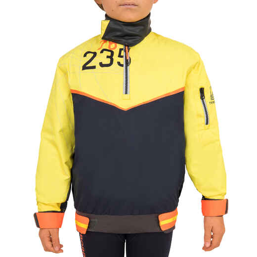 
      Dinghy 500 Kids' Sailing Windproof Smock - Dark Blue/Yellow
  