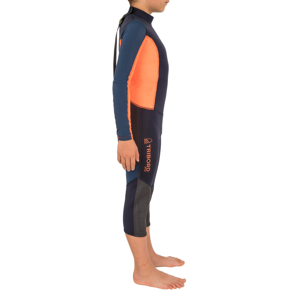 500 nuo UV aps. 1 mm neopreno kostiumas buriavimui vaikams – mėlynas / oranžinis