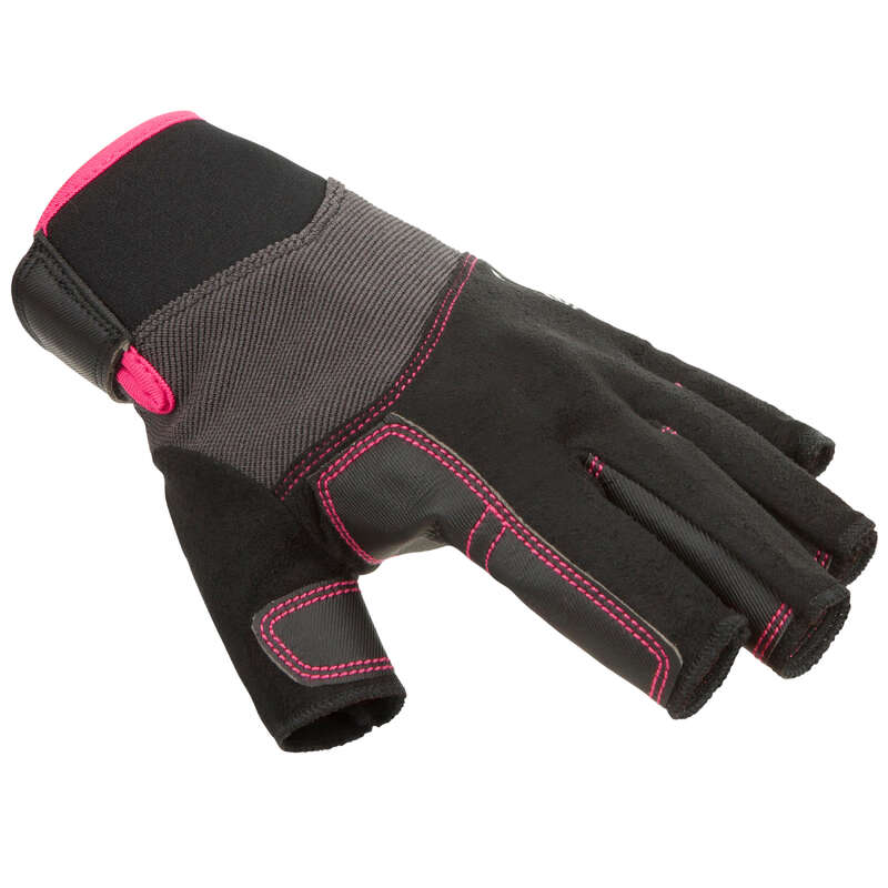 SAILOR ACCESSORIES Dinghy Sailing - 500 Fingerless Gloves Blck/Pnk TRIBORD - Dinghy Sailing
