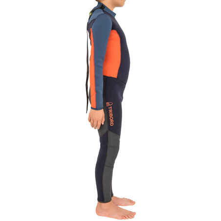 Dinghy 500 Kids' Sailing GBS 3/2 mm Neoprene Wetsuit - Blue/Orange