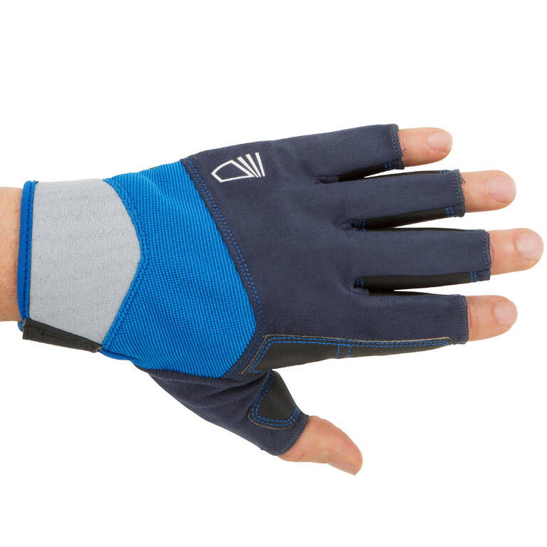 Adult sailing fingerless gloves SAILING 500 - Blue / Grey