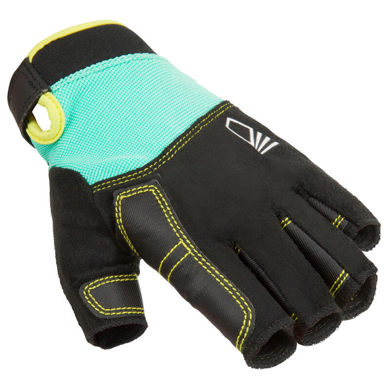 Children's sailing fingerless gloves 500 - green / black