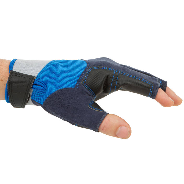 Adult sailing fingerless gloves SAILING 500 - Blue / Grey