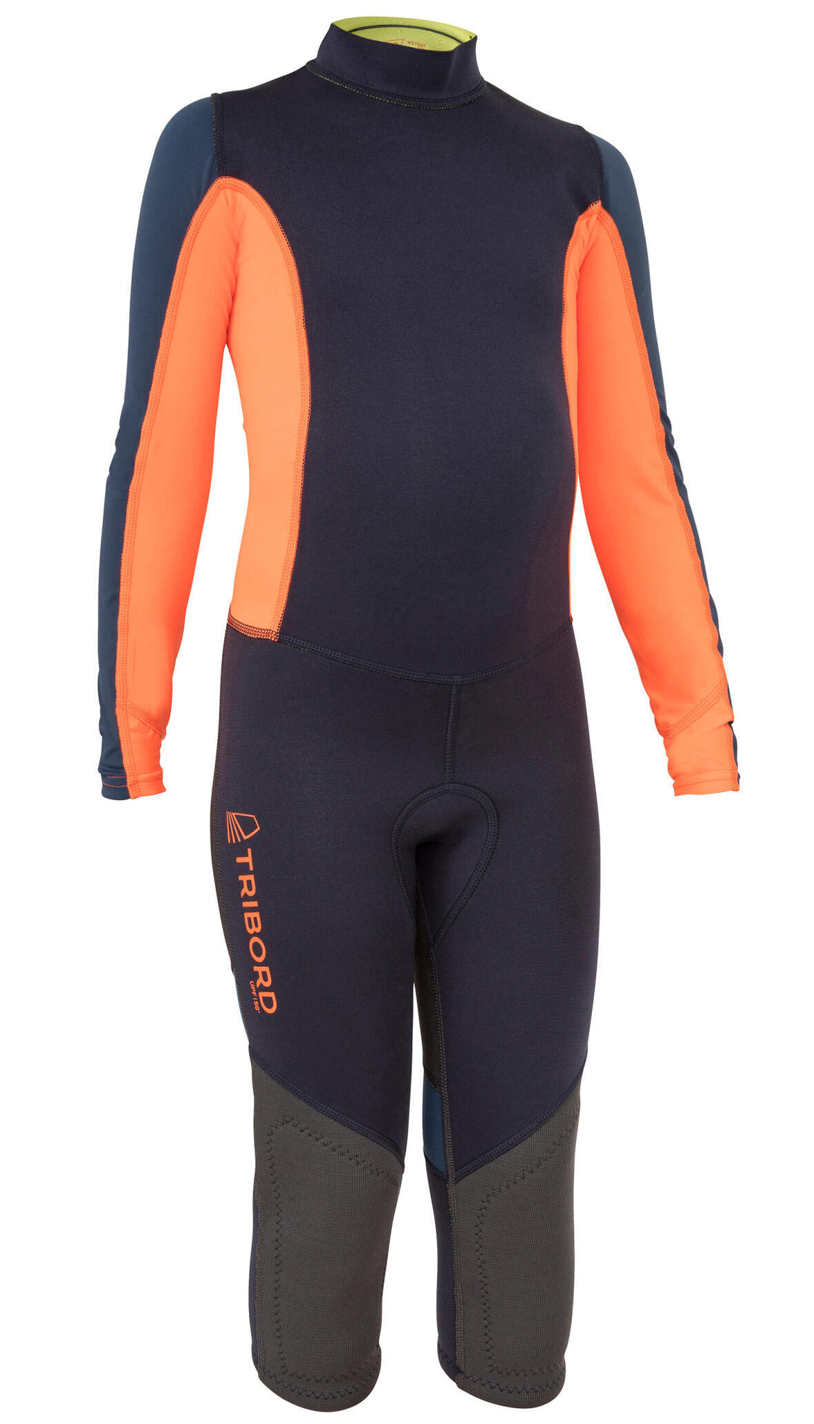 Tribord Dinghy 500 Kids Sailing Uv Protection 1mm Neoprene Wetsuit Dark Blue Orange