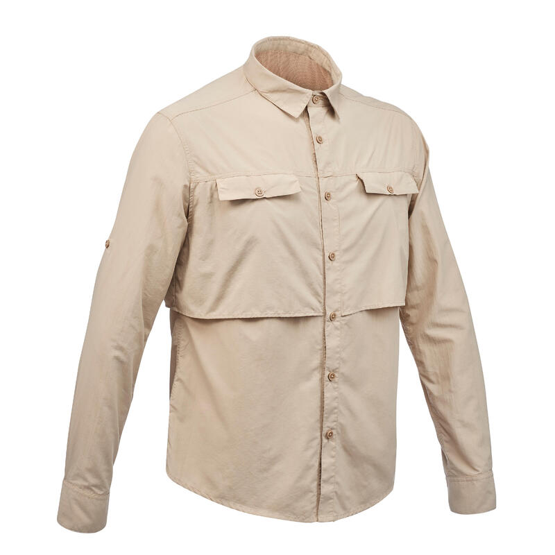Chemise manches longues de Trekking désert anti-UV - DESERT 500 homme beige