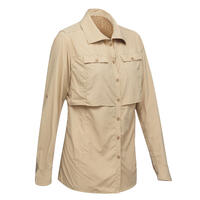 Desert 500 Women's Long-Sleeved Trekking Shirt - Beige