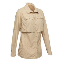 Chemise manches longues de Trekking désert DESERT 500 femme beige
