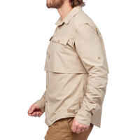 Men's long sleeved anti-UV desert trekking shirt - DESERT 900 - Beige