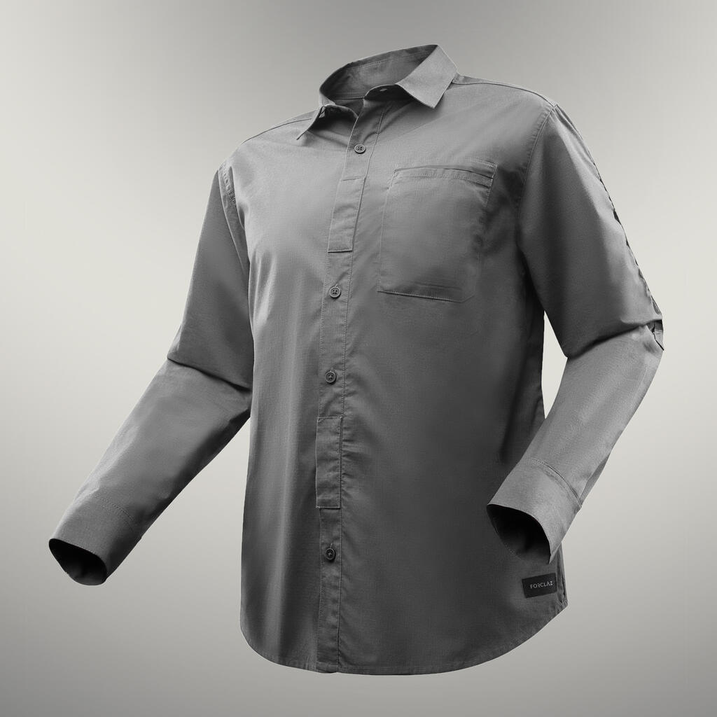 CAMISA TREKKING HOMBRE TRAVEL500 KAKI