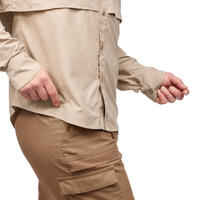 Men's long sleeved anti-UV desert trekking shirt - DESERT 900 - Beige