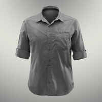 Camisa de montaña y trekking transformable Hombre Forclaz Travel 500 caqui