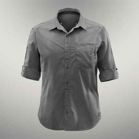 Camisa de trekking de viaje para Hombre Forclaz Travel500 gris
