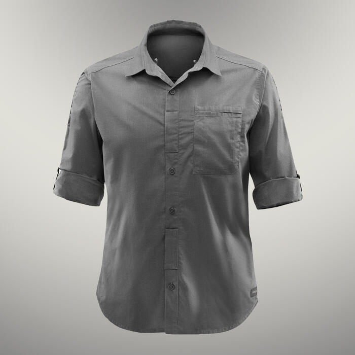 Men S Trekking Roll Sleeve Shirt Travel 500 Forclaz Decathlon