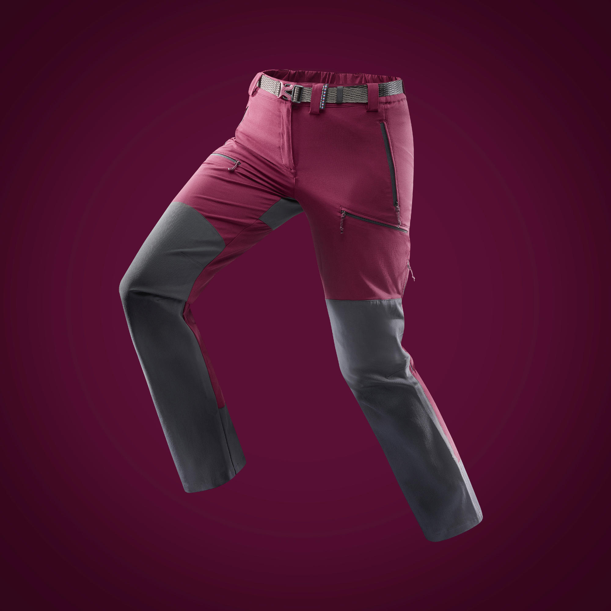 Women's mountain Trekking trousers TREK 900 burgundy forclaz