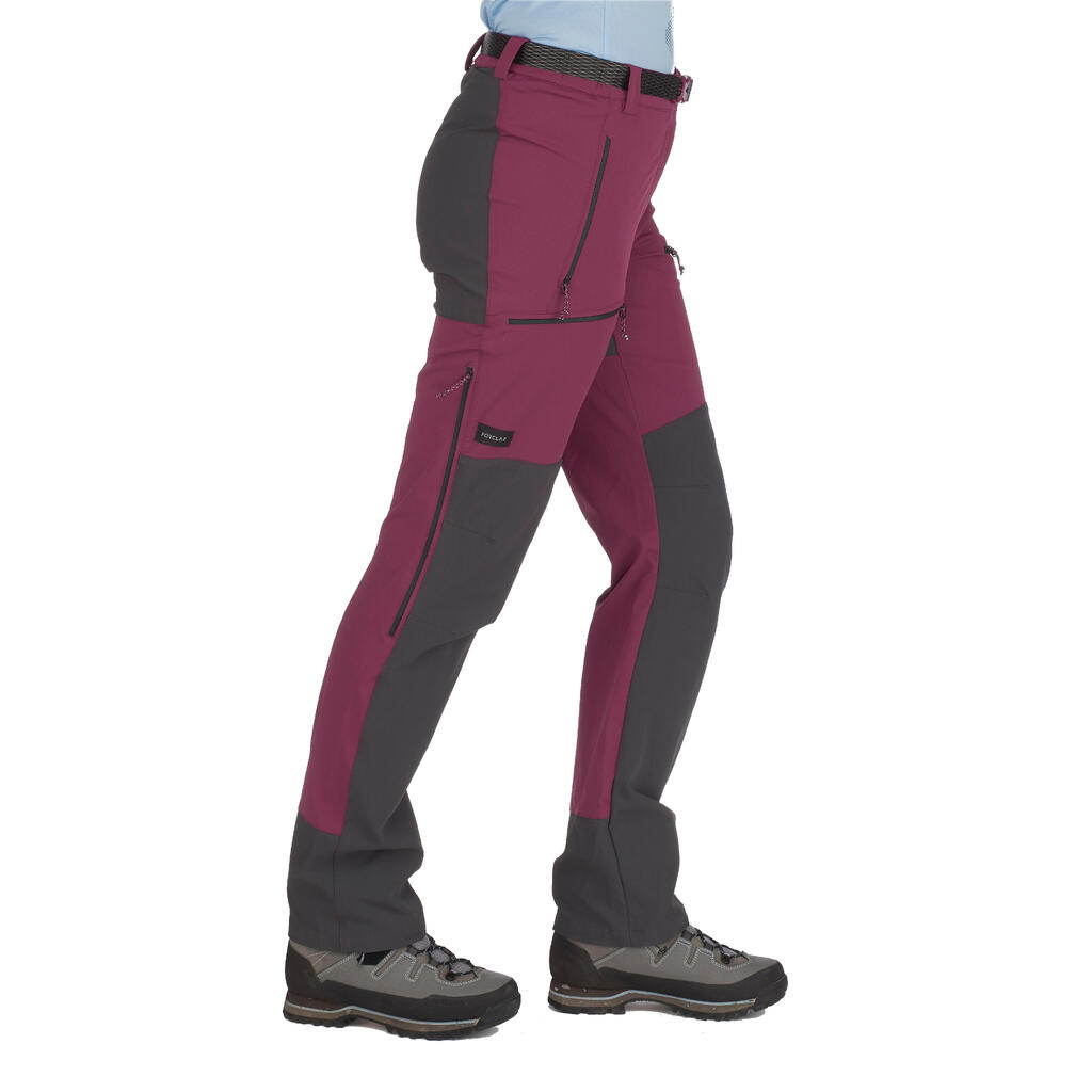 Women's Mountain Trekking Water-Repellent Trousers MT900 - maroon