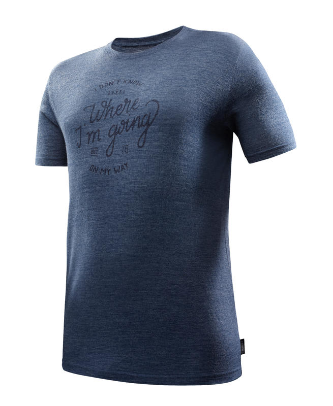 Playera de manga corta TRAVEL 500 WOOL hombre azul Playera de manga corta TRAVEL 500 WOOL hombre azul