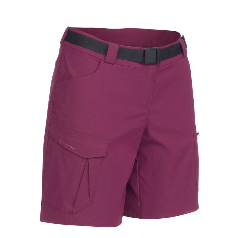 WOMEN APPAREL OUTFIT MOUNTAIN TREK - TREK100 SHORT W - BURGUNDY FORCLAZ