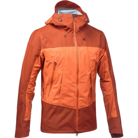 Чоловіча куртка TREK 500 для гірського трекінгу, водонепроникна - помаранчева