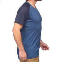 Men's Mountain Trekking Short-Sleeved T-Shirt Trek 500 Merino - blue