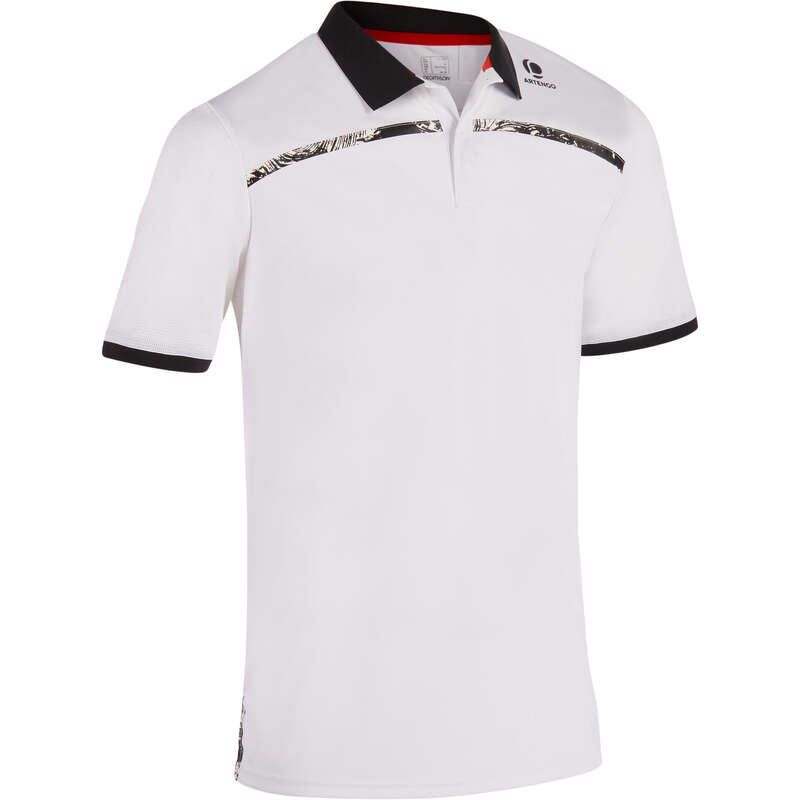 MEN WARM CONDITION RACKET SP APAREL Squash - Dry 900 Polo - White Print ARTENGO - Squash Clothing