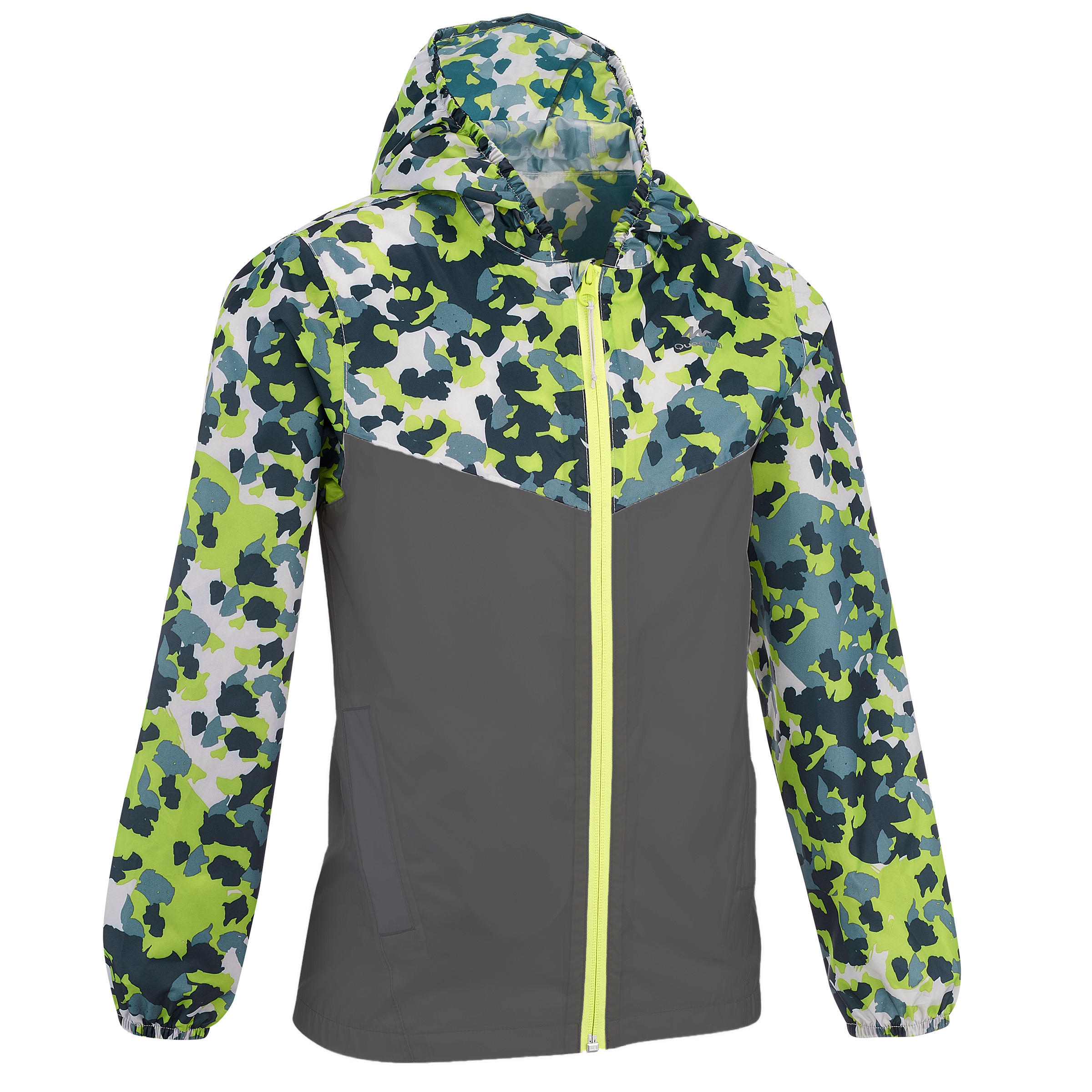 QUECHUA Children's HIKING JACKET Hike 150 CAMOUFLAGE GREEN
