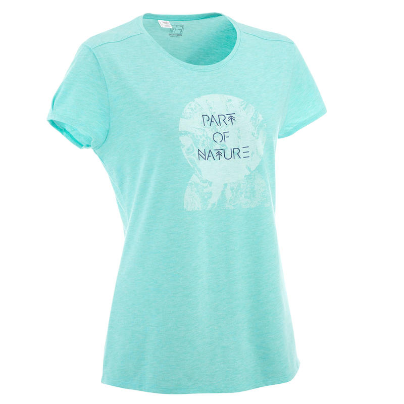 T-Shirt de randonnée nature femme NH500 turquoise T-Shirt de randonnée nature femme NH500 turquoise