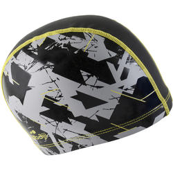BONNET DE BAIN MAILLE SILICONE 500 PRINT TAILLE L DRY NOIR