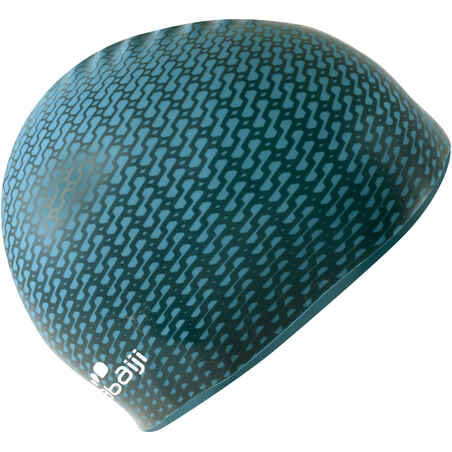 כובע שחייה הדפס סיליקון - TEC כחול