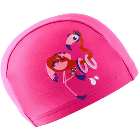 Mesh Print Swimming Cap, Size S - Flamingo Pink
