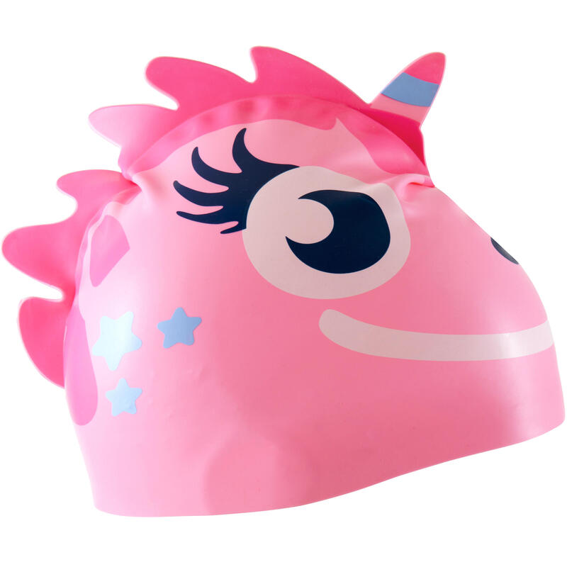 矽膠造型泳帽 - 獨角獸，粉紅色