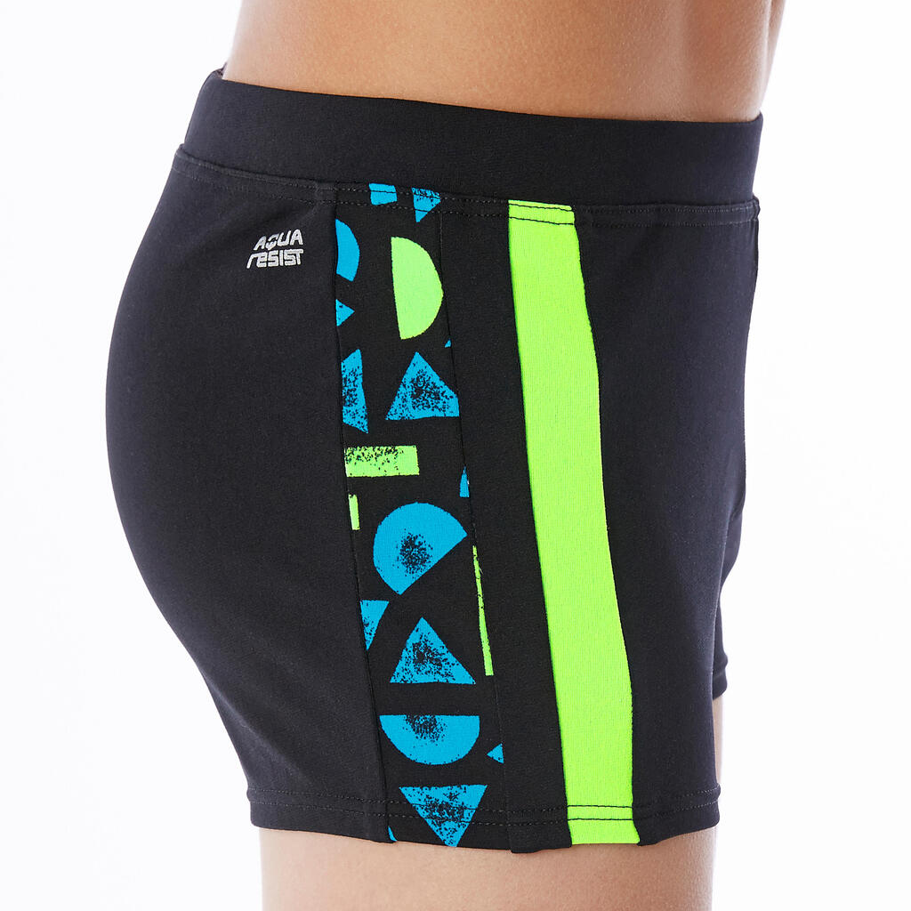 Badehose Boxer Yoke Jungen chlorresistent schwarz/grün