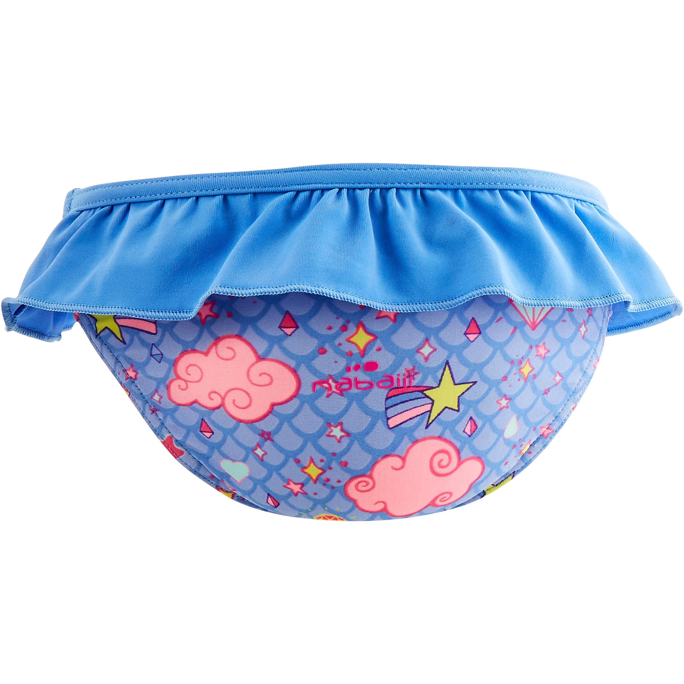 Traje de baño 1 pieza panty bebé niña azul estampado "nubes" 2/3